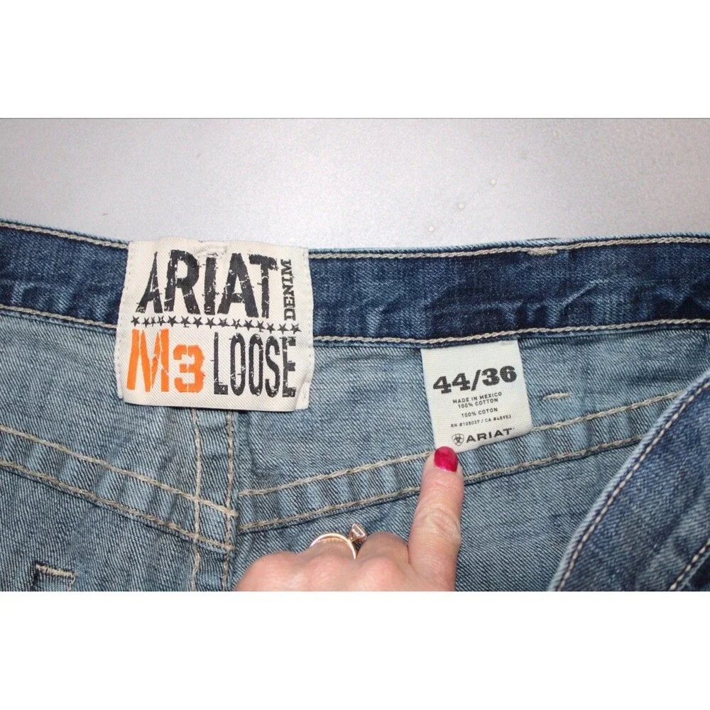Ariat M3‎ Loose Fit Jeans Mens 44x36 Medium Wash Bootcut Western Workwear Denim